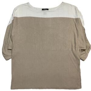 Style & Co. Women Shirt XL Beige Rayon Colorblock Crew Neck 3/4 Sleeve Sweater